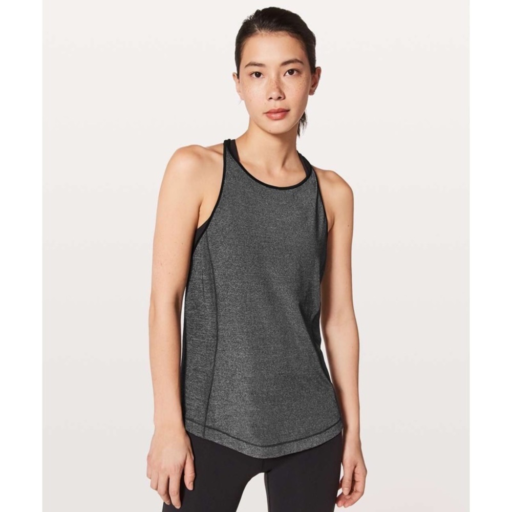 Lululemon Time To Sweat Racerback Tank Top Grey Black XS/Small - Picture 2 of 8